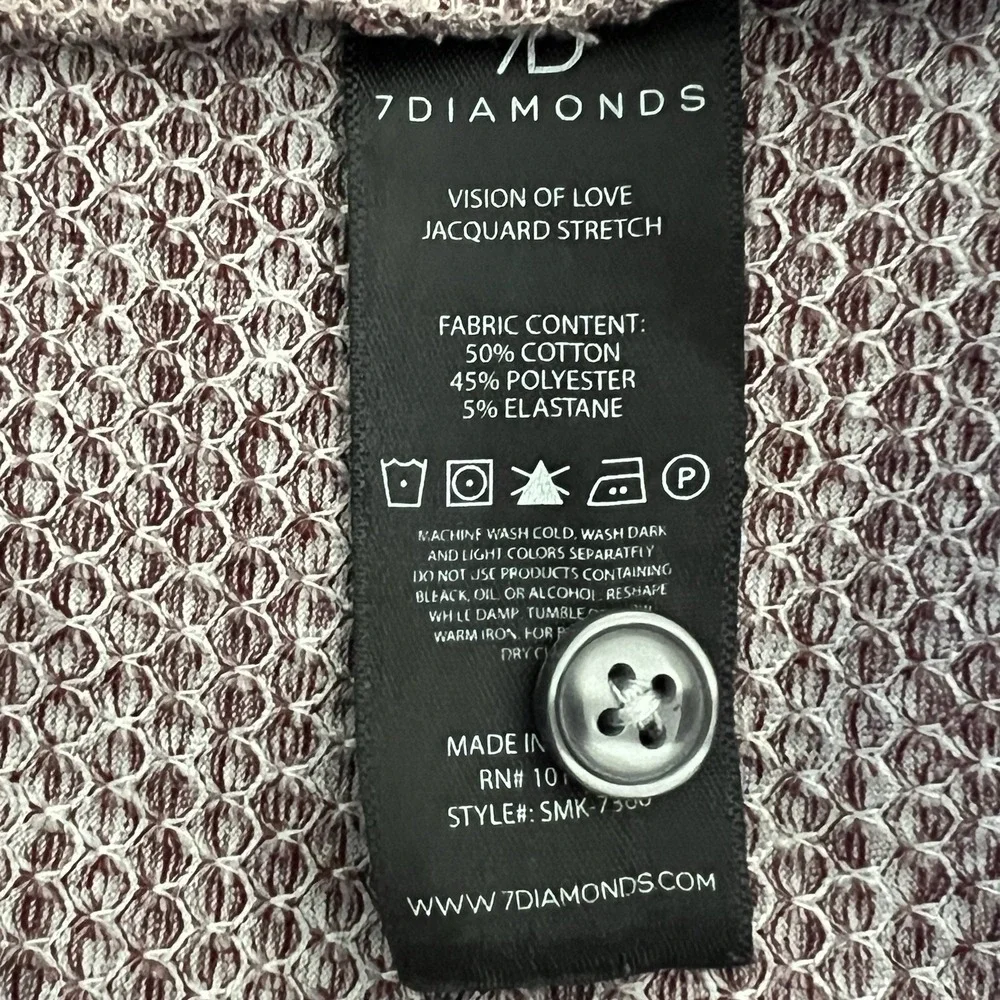 7 Diamonds Vision of Love Jacquard 4 Way Stretch Mens M Short Sleeve Shirt